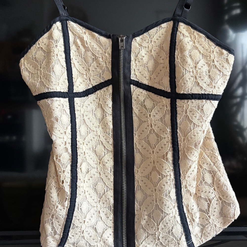 Urban Outfitters zip-up lace tank top